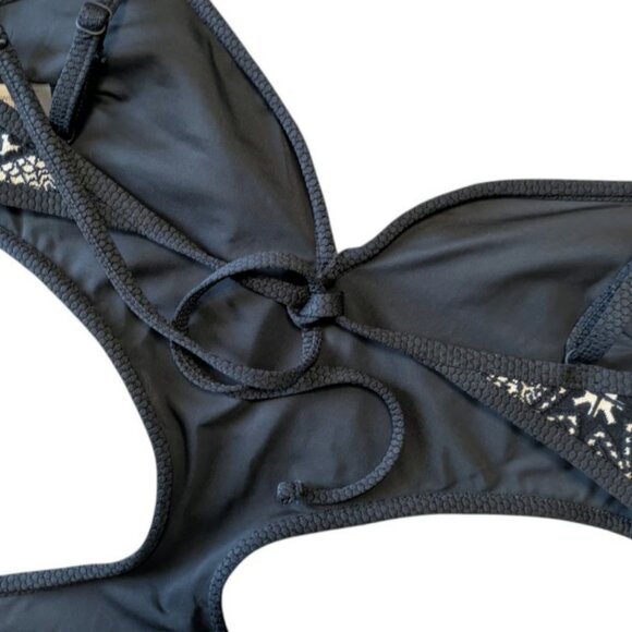 Devon Windsor Julian Black Jacquard One Piece Swimsuit New Size Medium Cut Out - Picture 9 of 12